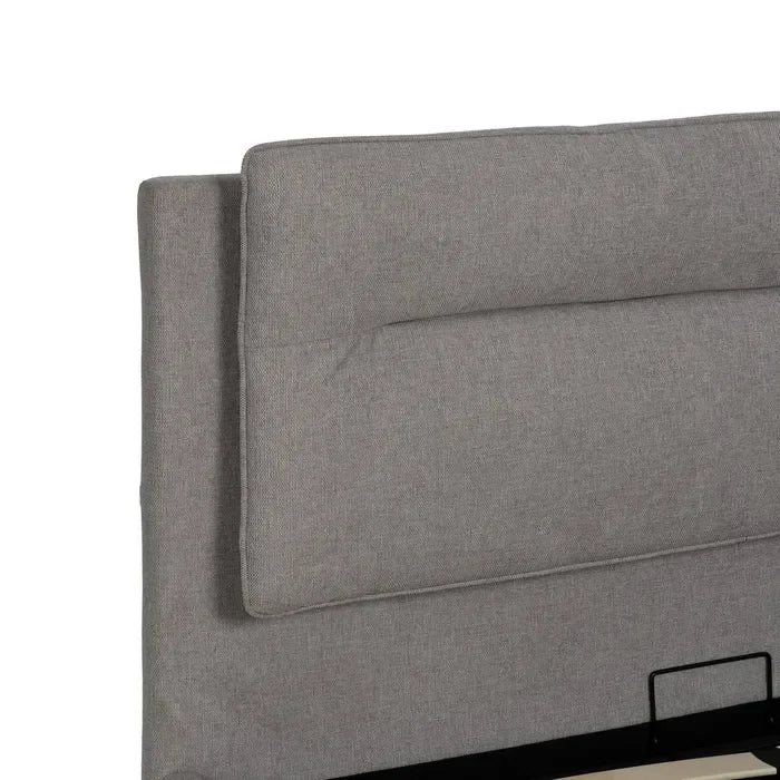 Pat tapițat cu spațiu de depozitare, gri, 164 x 214 x 110 cm – design practic și modern