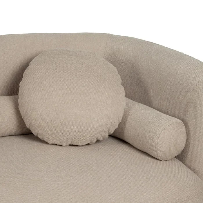 Canapea 2 locuri din lemn și țesătură bej – design modern și compact