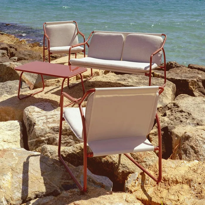 Set Mobilier Grădină STEEL Modern – 4 Piese cu Masă din Sticlă Securizată