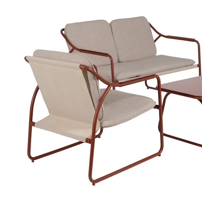 Set Mobilier Grădină STEEL Modern – 4 Piese cu Masă din Sticlă Securizată