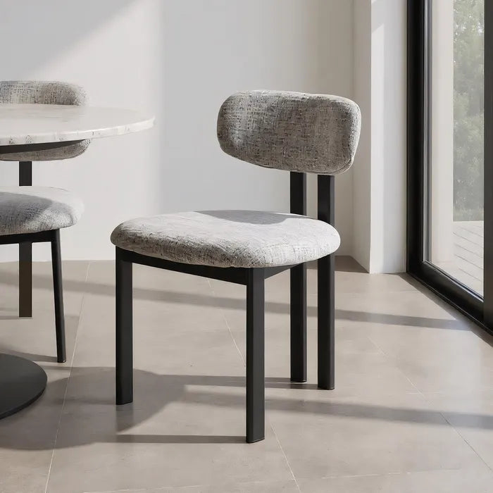 Scaun Ixia, Gri, Material Textil Hidrofob și Metal, Stil Modern, 50 x 47 x 81 cm