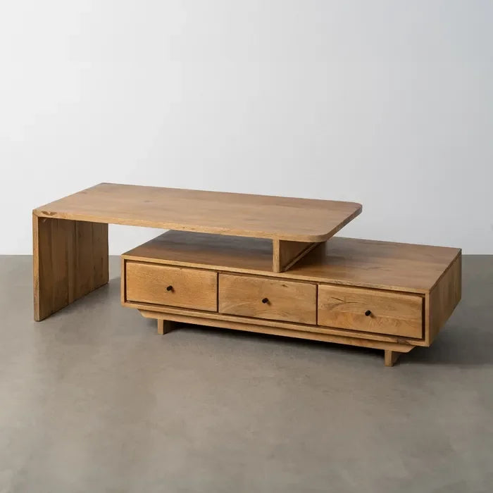 Măsuță de cafea din lemn de mango, 150 x 60 x 45 cm – design modern și spațiu de depozitare