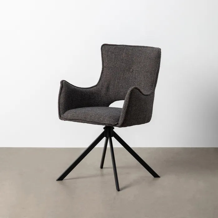 Scaun Living Gri din Textil și Metal (58.50 x 60 x 86.50 cm)