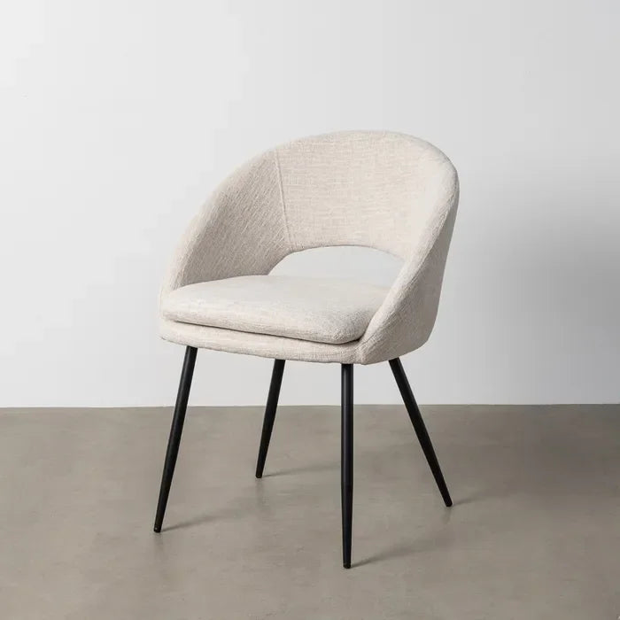 Scaun tapițat crem, 58 x 60 x 80 cm – un design modern și rezistent