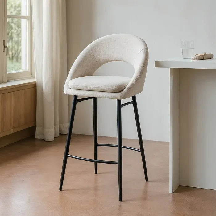 Scaun de bar tapițat crem, 53 x 48 x 100 cm – modern și rezistent