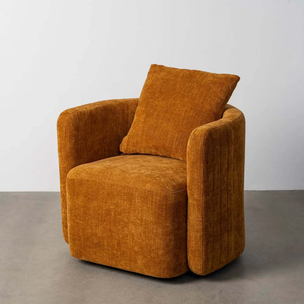 Fotoliu Pivotant Ochre din Textil și Lemn (76 x 70 x 84 cm)