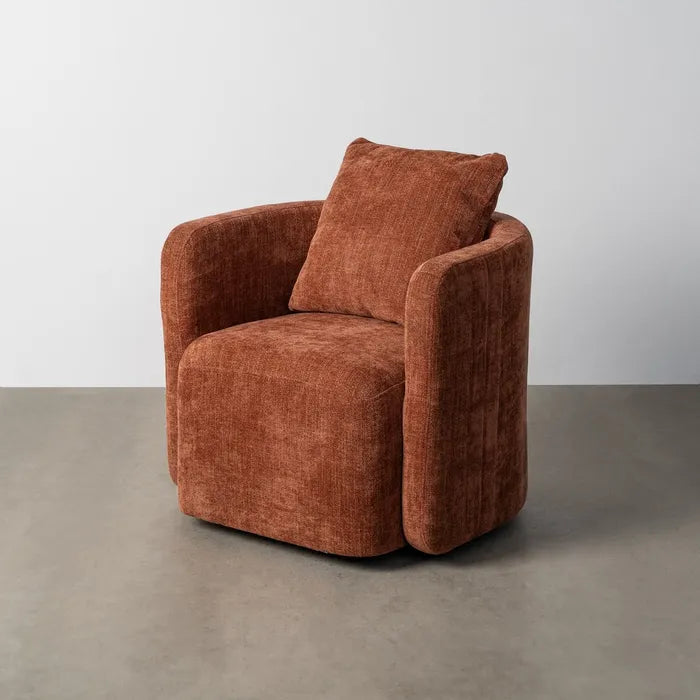 Fotoliu Pivotant Ochre din Textil și Lemn (76 x 70 x 84 cm)