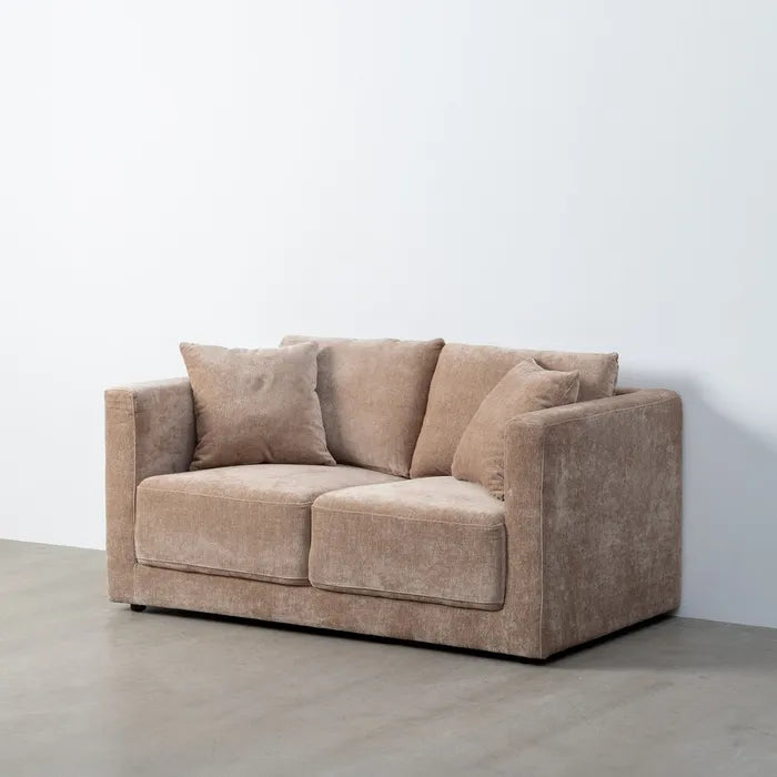 Canapea 2 locuri taupe, aspect vintage weave – eleganță și confort rafinat