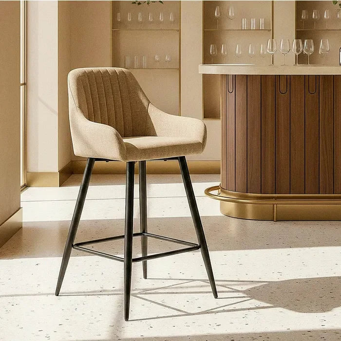 Scaun de bar tapițat bej, 47 x 47 x 93 cm – design compact și versatil