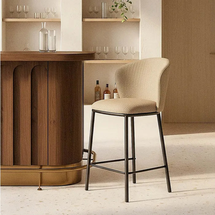 Ixia Scaun de Bar Spike, Bej, Material Textil și Metal, 55 x 55 x 96 cm