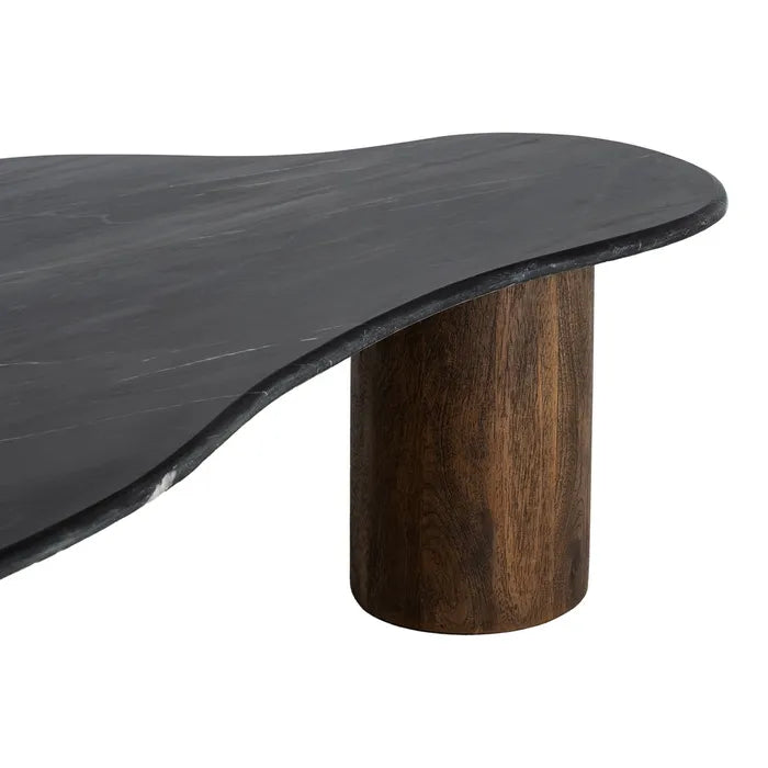 Măsuță de Cafea Black-Brown, Marmură și Lemn de Mango, 135 x 80 x 37 cm