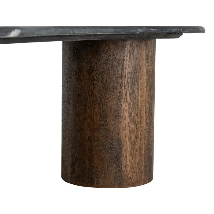 Măsuță de Cafea Black-Brown, Marmură și Lemn de Mango, 135 x 80 x 37 cm