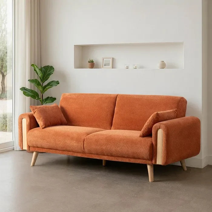 Canapea extensibilă teracotă, un mix de funcționalitate și stil