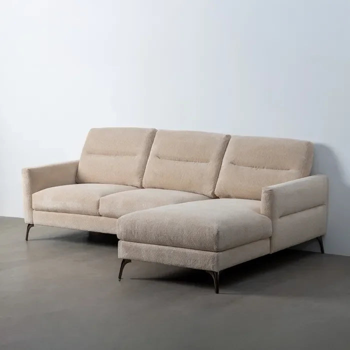 Canapea șezlong tapițată crem, 238 x 160 x 87,5 cm – confort și design modern