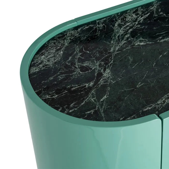 Ixia Bufet , Verde Lăcuit și Marmură Naturală, MDF, Design Modern, 160 x 45 x 75 cm