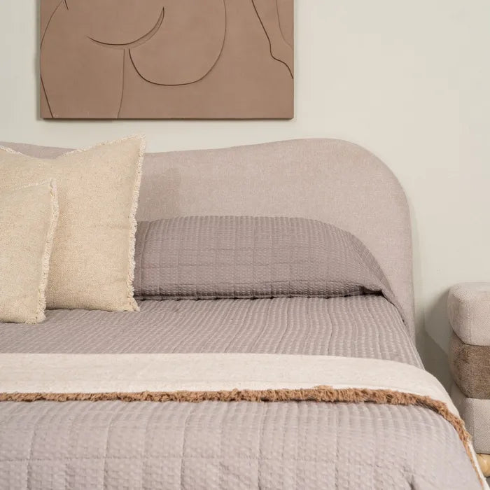 Pat Tapițat Dormitor Bej, Design Modern, 160 x 217 x 94 cm