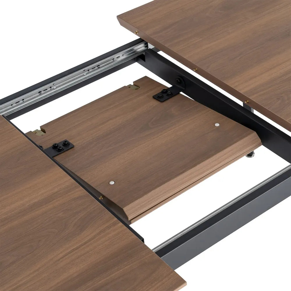 Ixia Masă Dining Extensibilă , Maro, MDF și Fier, Stil Modern, 160(200) x 90 x 76 cm