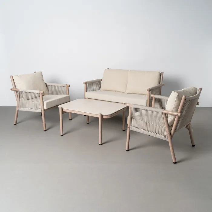 Set Mobilier Grădină SALINA – Design din Ratan PE și Blat din Piatră Sinterizată (4 Piese) 3