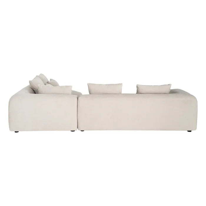 Canapea Chaise Longue Dreapta, Material Textil Crem, 307 x 202 x 81 cm