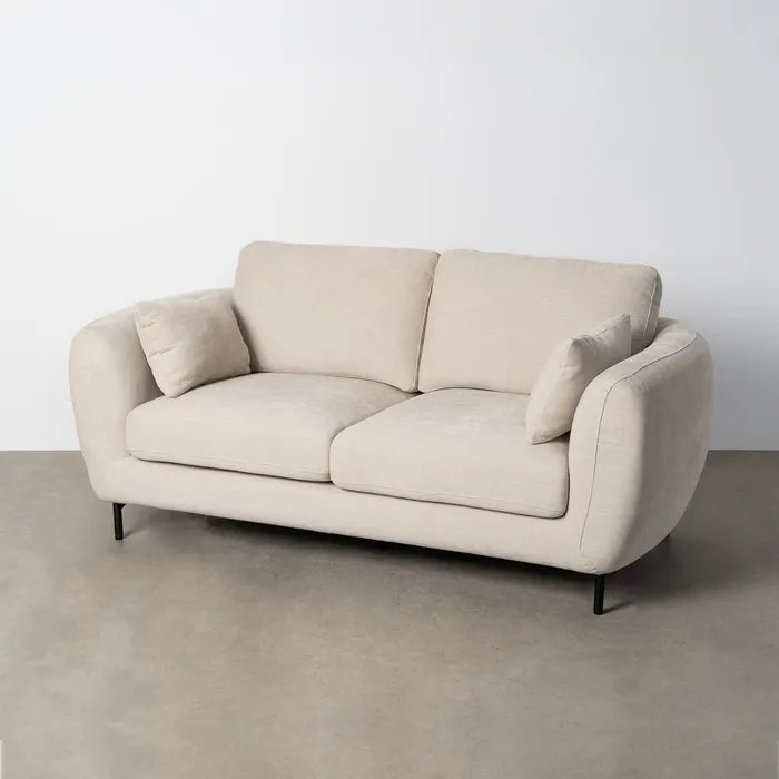Canapea 2 Locuri | Textil și Metal | Crem | Design Modern 189 x 92 x 88 cm