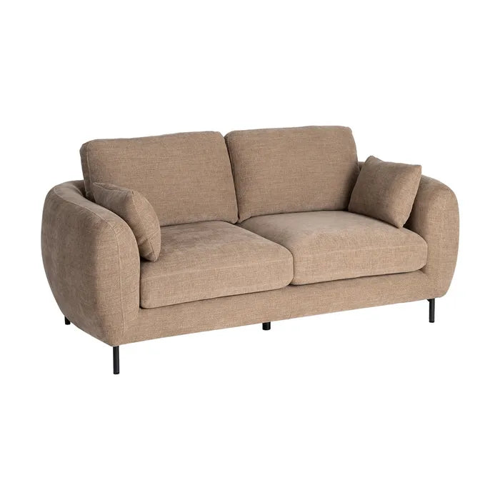 Canapea 2 Locuri | Textil și Metal | Maro Deschis | Design Modern 189 x 92 x 88 cm