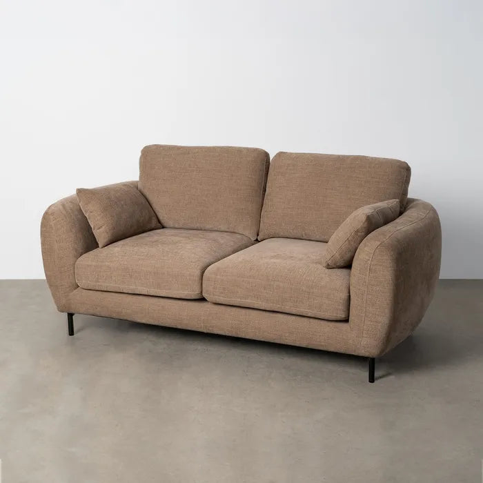 Canapea 2 Locuri | Textil și Metal | Maro Deschis | Design Modern 189 x 92 x 88 cm