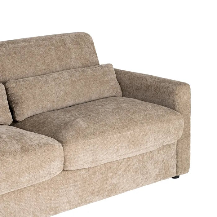 Canapea Extensibilă Ixia, Grej (Taupe Old), Material Textil și Cadru Metalic, Saltea Inclusă 140 x 190 cm, 194 x 104 x 88 cm