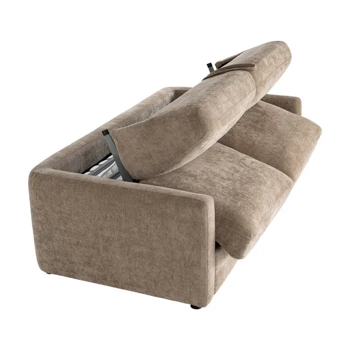 Canapea Extensibilă Ixia, Grej (Taupe Old), Material Textil și Cadru Metalic, Saltea Inclusă 140 x 190 cm, 194 x 104 x 88 cm
