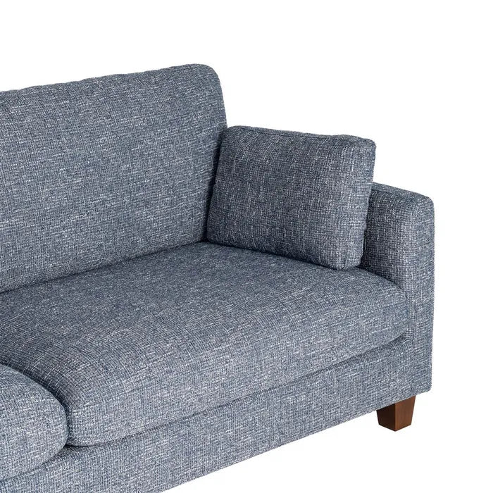 Canapea 3 Locuri Albastră din Textil și Lemn (221 x 90 x 87 cm) 6