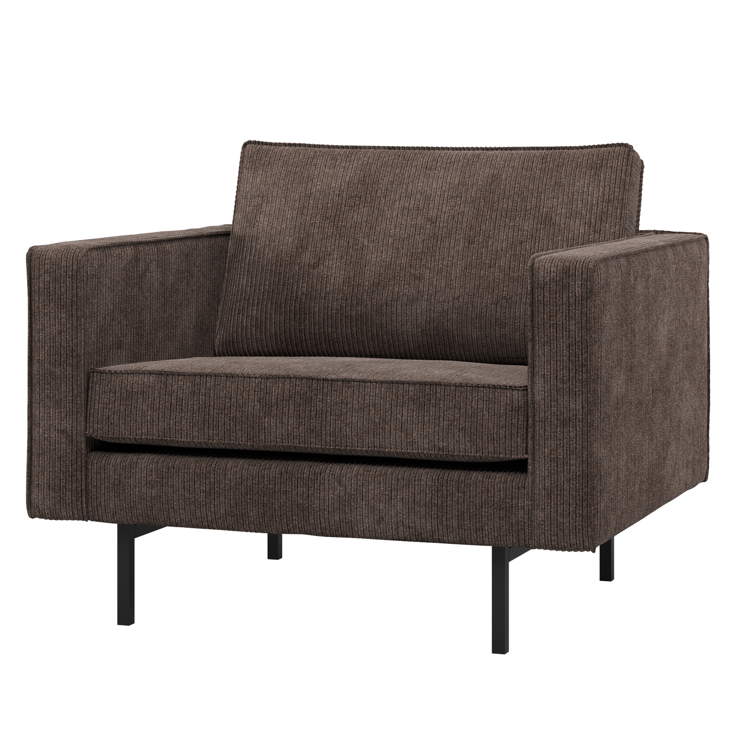 WOOOD fotoliu RODEO ARMCHAIR RIB FABRIC | 100% Pes | Maro | 85x105x86 cm