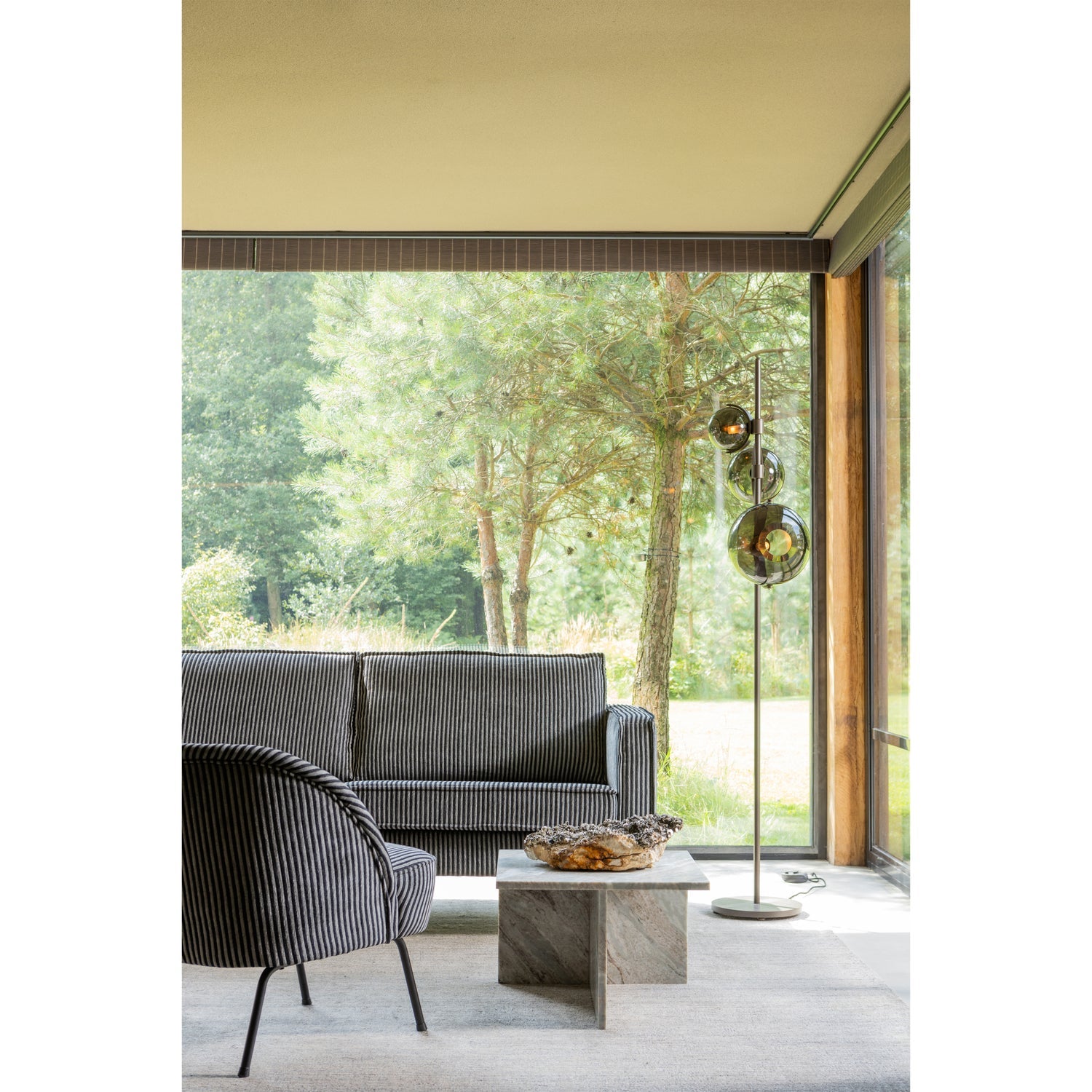 WOOOD fotoliu VOGUE ARMCHAIR STRIPE BLACK/GREY | 100% Pes | Negru | 69x57x70 cm