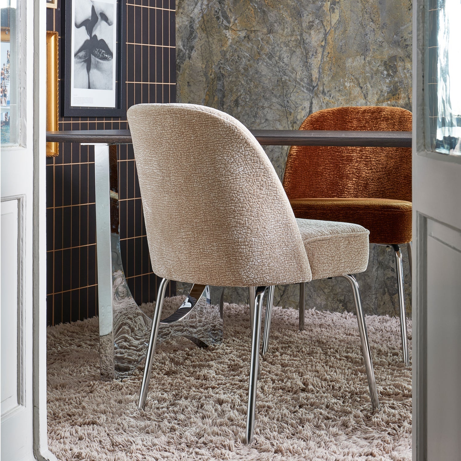 WOOOD scaun dining VOGUE | 100% Pes | Nisipiu | 83x50x57 cm