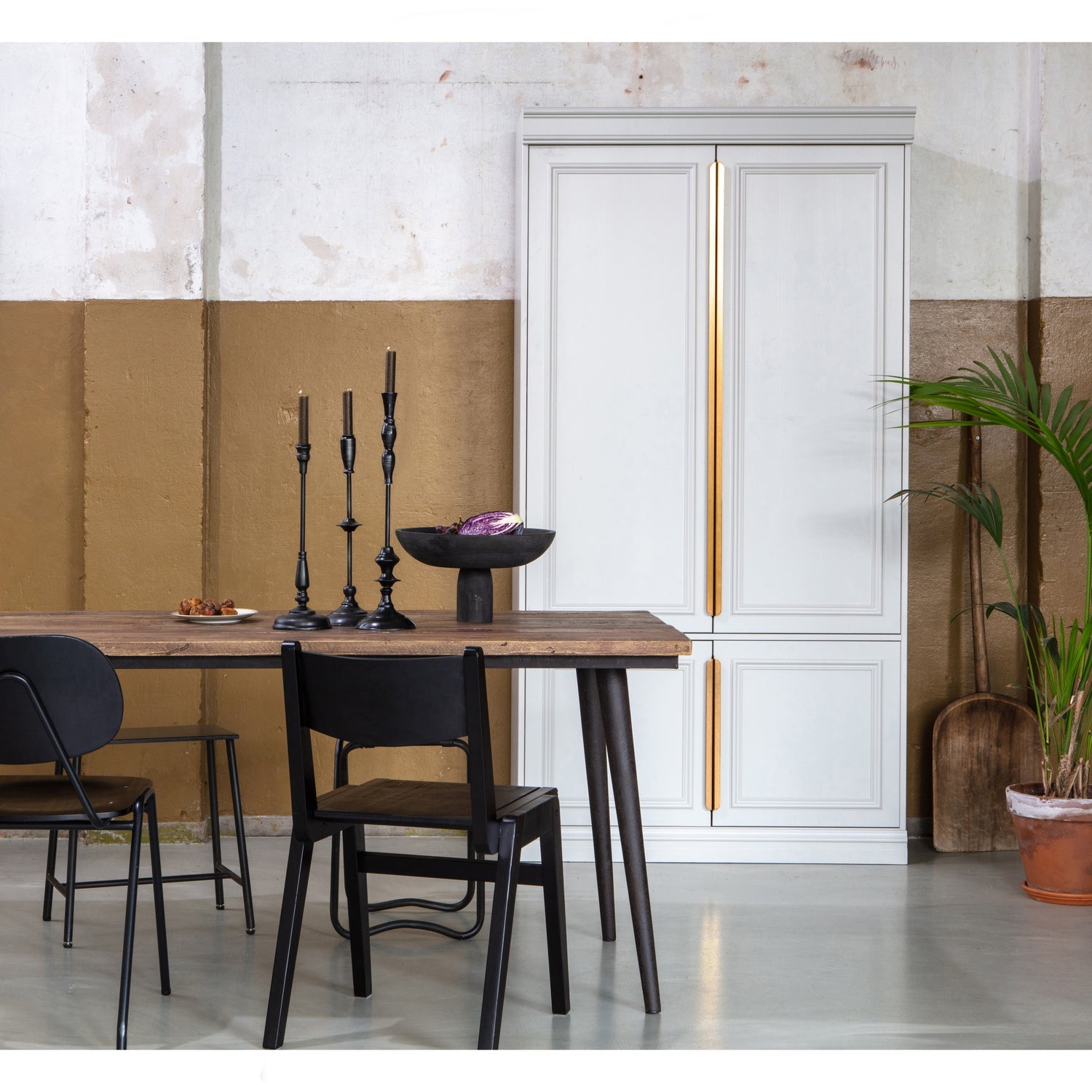 WOOOD masa dining GUILD | Fier | Negru | 77x220x90 cm