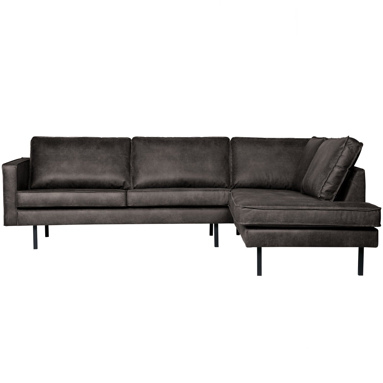 WOOOD canapea colt RODEO | Piele | Negru | 85x266x213 cm