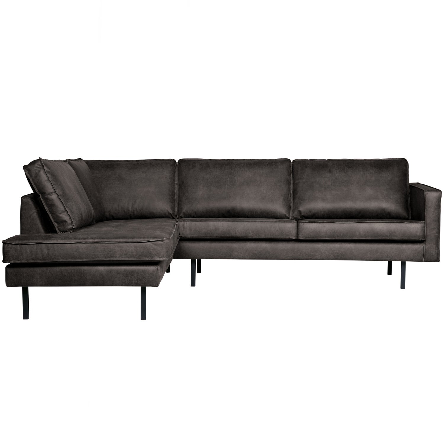 WOOOD canapea colt RODEO | Piele | Negru | 85x266x213 cm