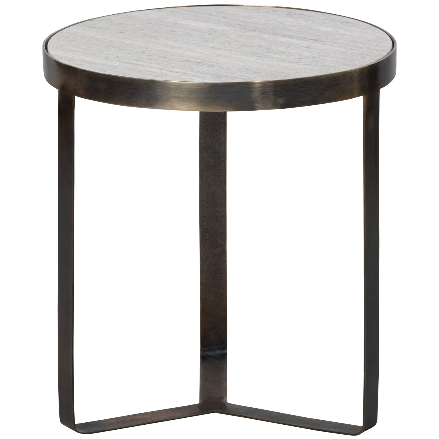 WINNE SIDE TABLE METAL WITH MARBLE TOP ANTIQUE BRASS