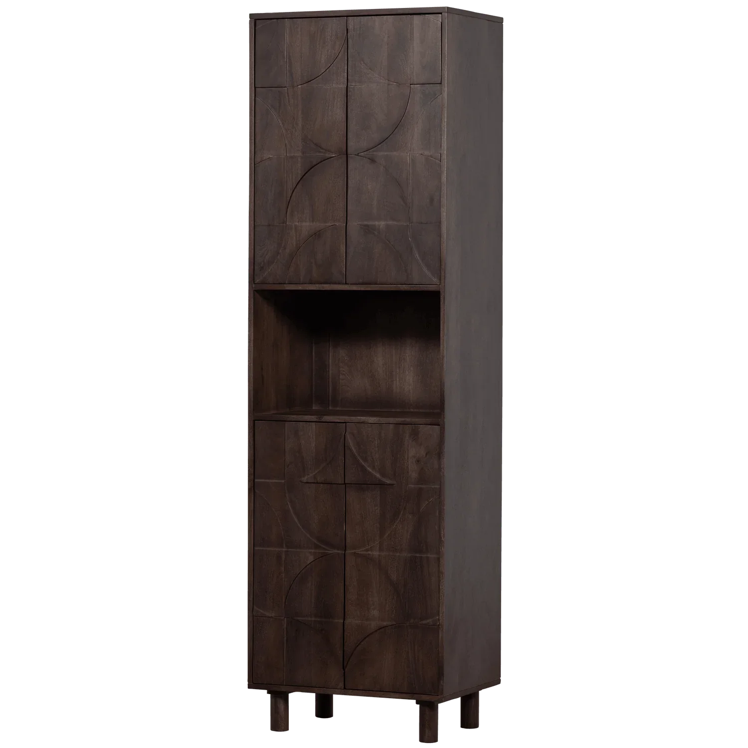 DRAW 4-DOOR STORAGE CABINET WITH OPEN COMPARTMENT MANGO WOOD