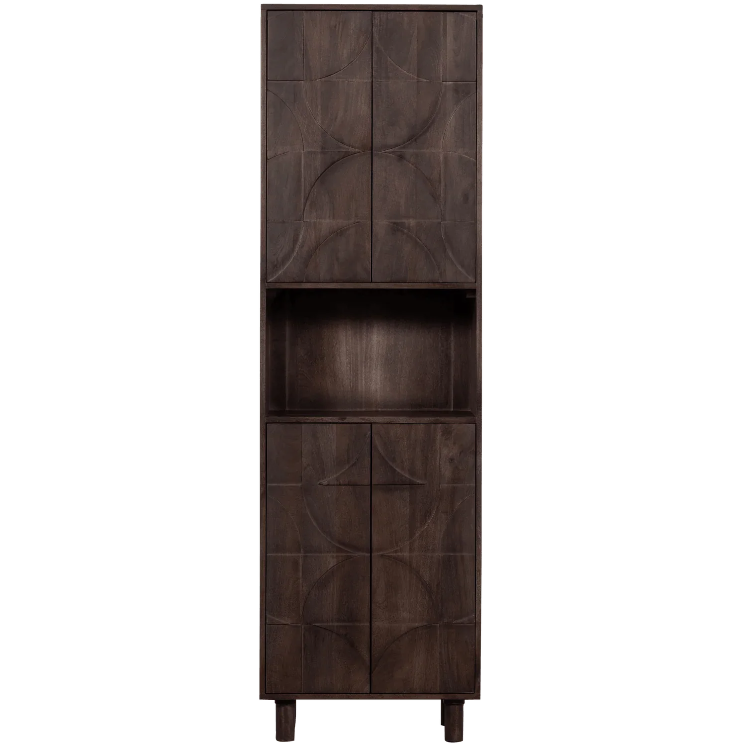DRAW 4-DOOR STORAGE CABINET WITH OPEN COMPARTMENT MANGO WOOD