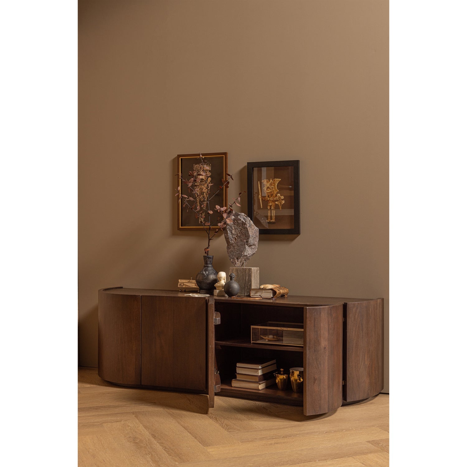 WOOOD consola SENSE DRESSER 4-DOOR MANGO WOOD DARK | Lemn mango | Nuc | 50x160x46 cm