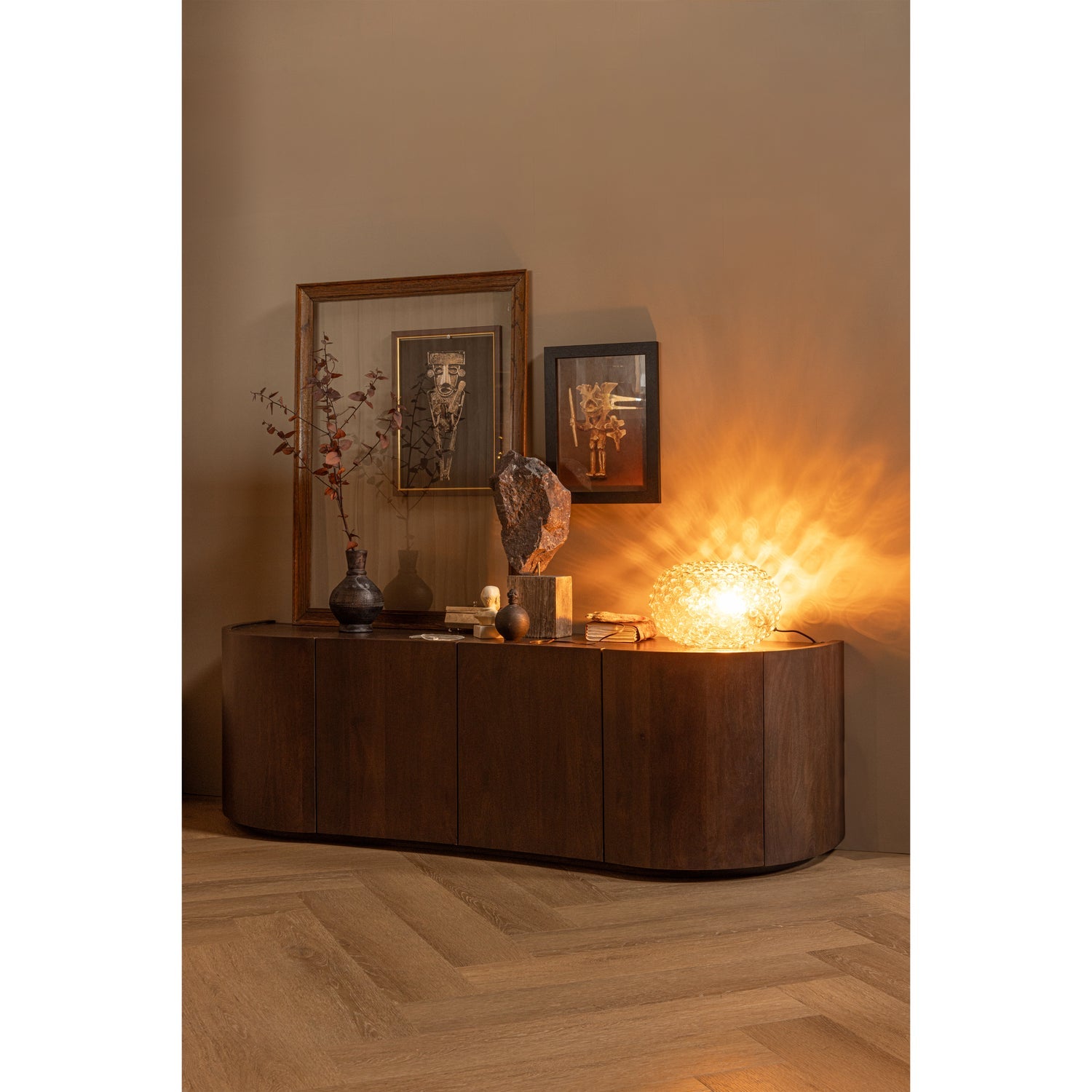 WOOOD consola SENSE DRESSER 4-DOOR MANGO WOOD DARK | Lemn mango | Nuc | 50x160x46 cm