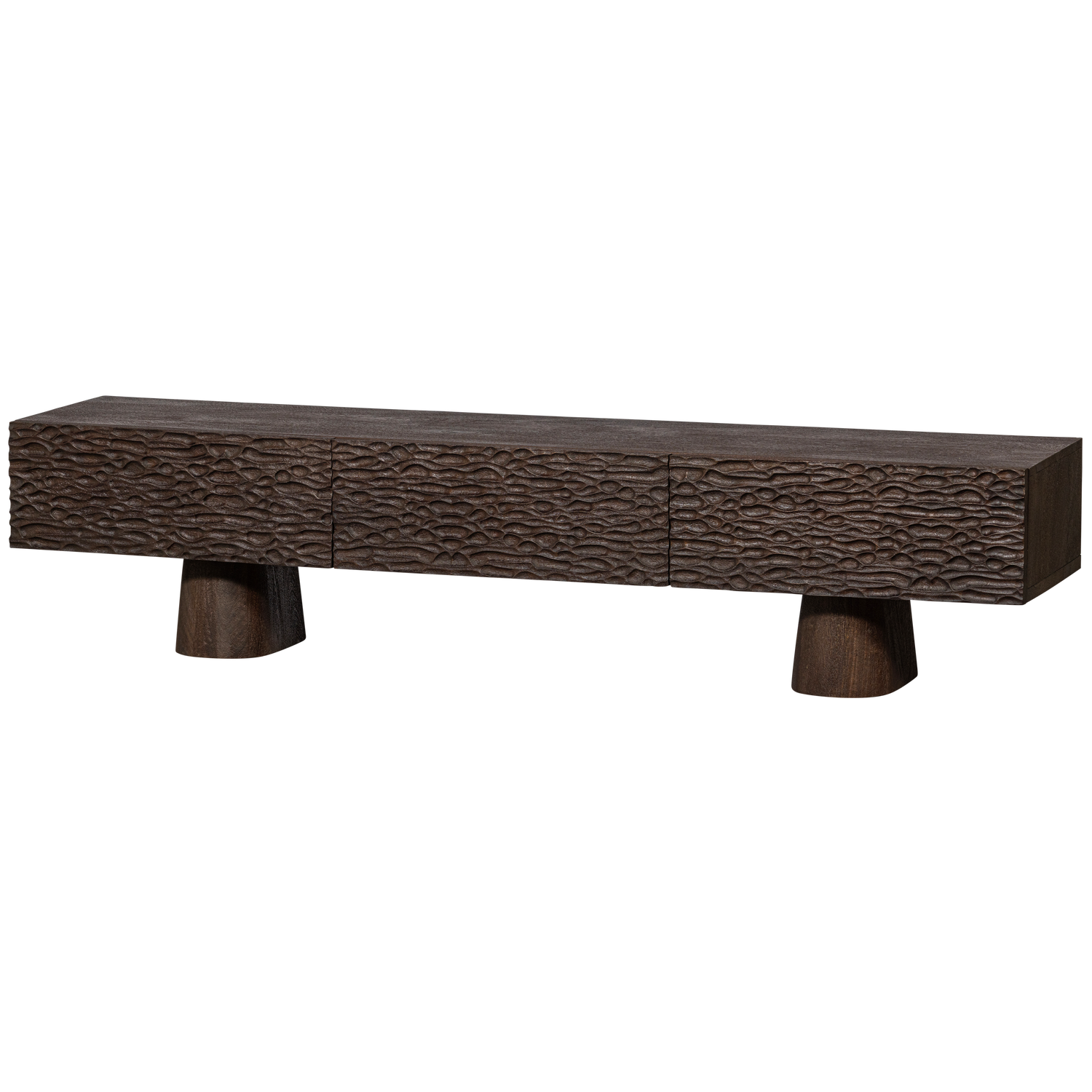 WOOOD mobila TV CRUMBLE CARVED | Lemn mango | Nuc | 40x180x40 cm