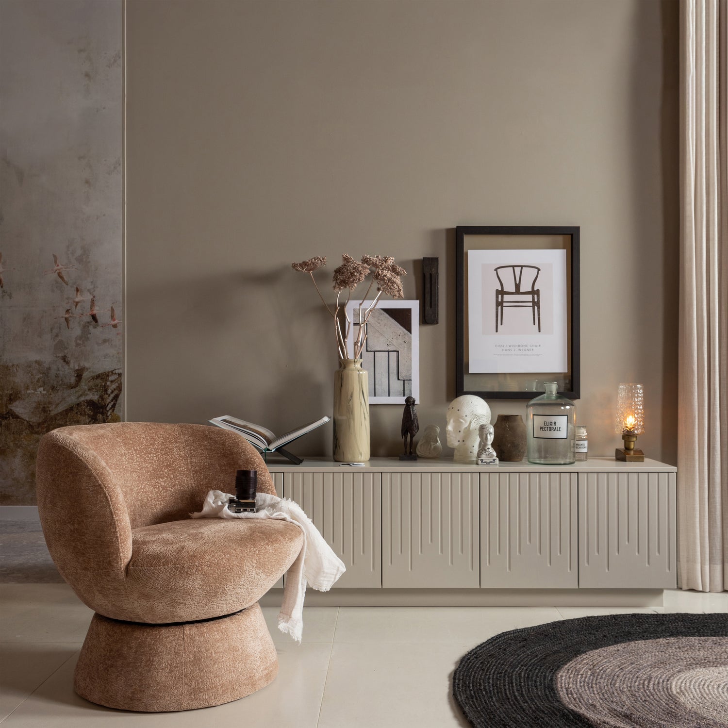 WOOOD fotoliu SHUFFLE SWIVEL ARMCHAIR | 100% Pes | Natural | 72x73x71 cm