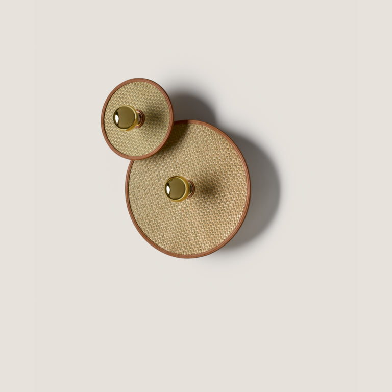 Aplică de Perete Aromas del Campo Hada, Metal și Disc Decorativ din Nuiele / Piele, E27 Max 15W