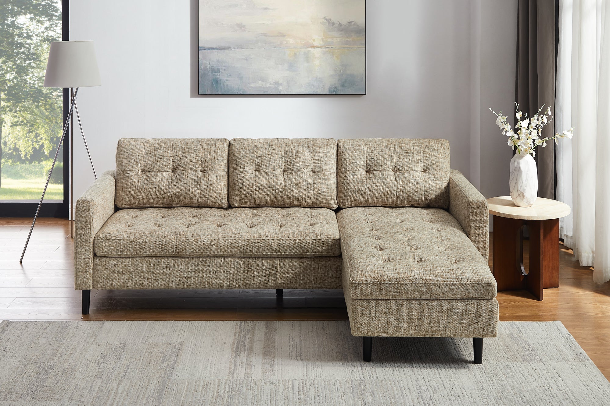 Invicta Canapea STOCKHOLM - 220cm, 3 Locuri | Țesătură Texturată, Bej | 220x90x85 cm
