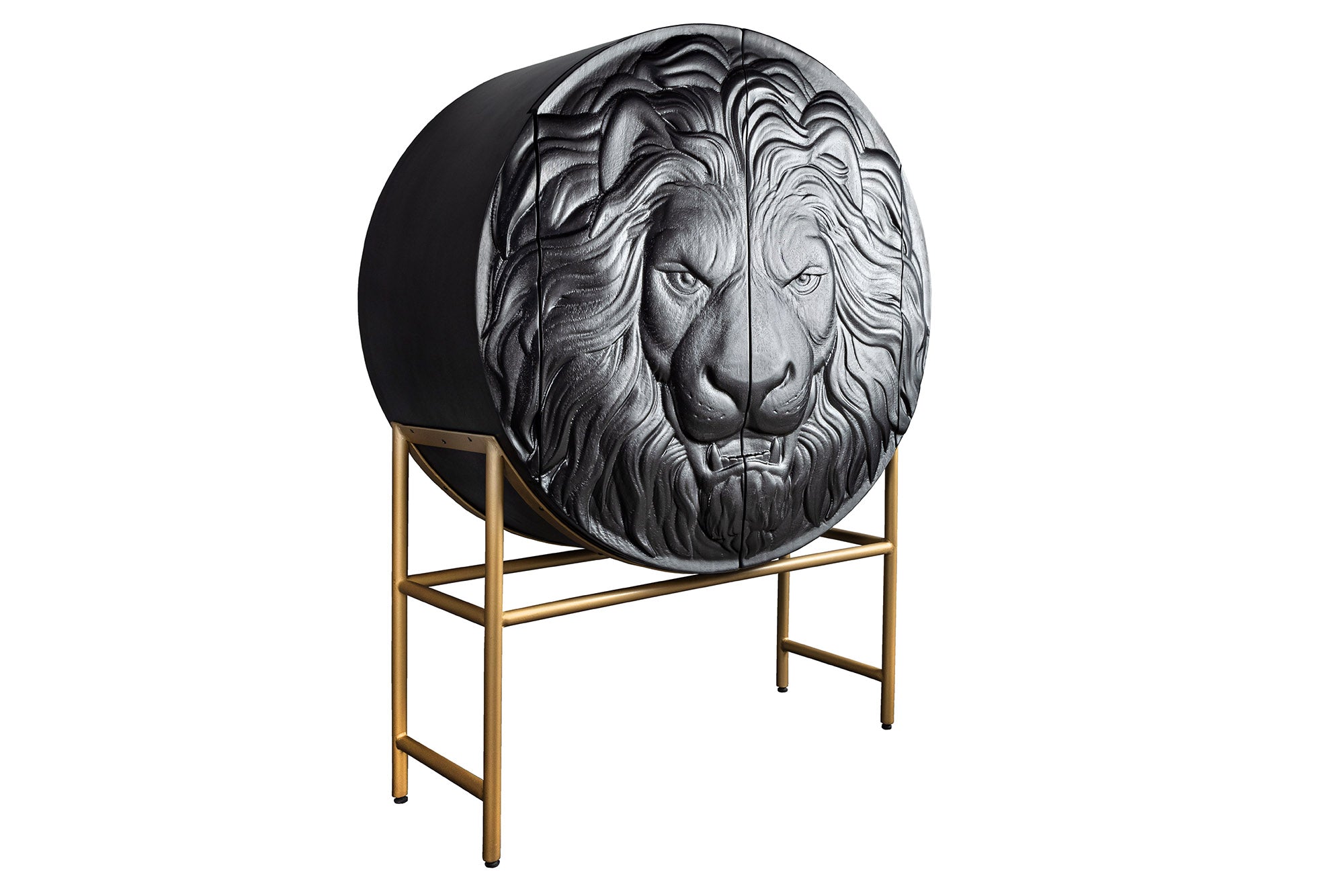 Invicta Vitrină înaltă LION - 140cm | Mango, Negru | 100x140x38 cm