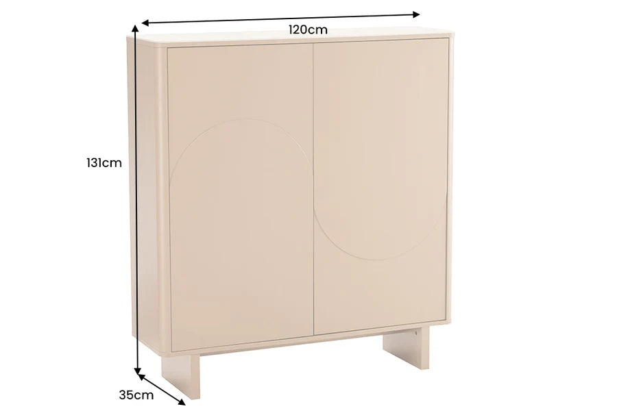 Comodă Înaltă / Highboard Invicta Interior SAVOY 130 cm, Blat Ceramic Travertin, Nuanță Naturală