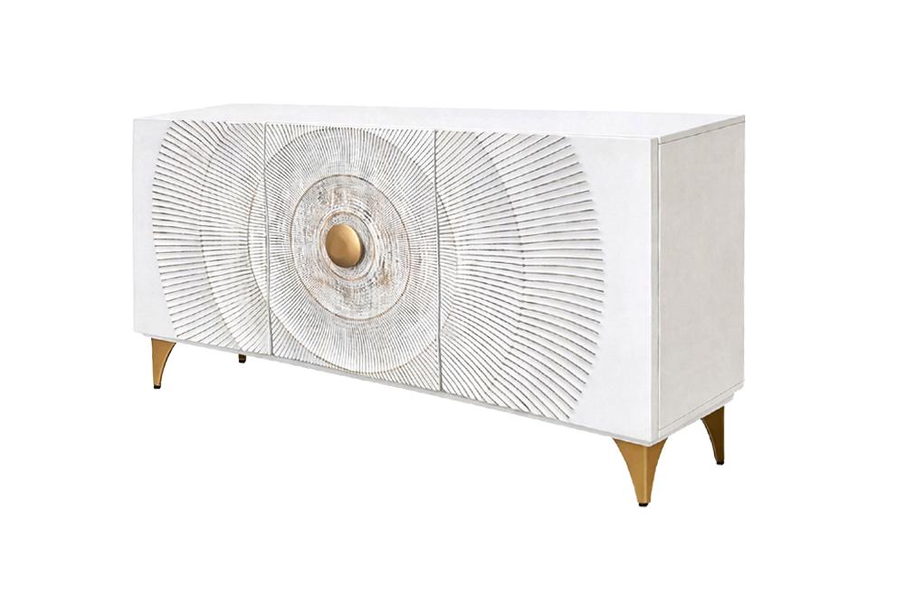 Invicta Comodă GOLDEN SUNSET - 140cm | Mango, Alb | 140x75x38 cm