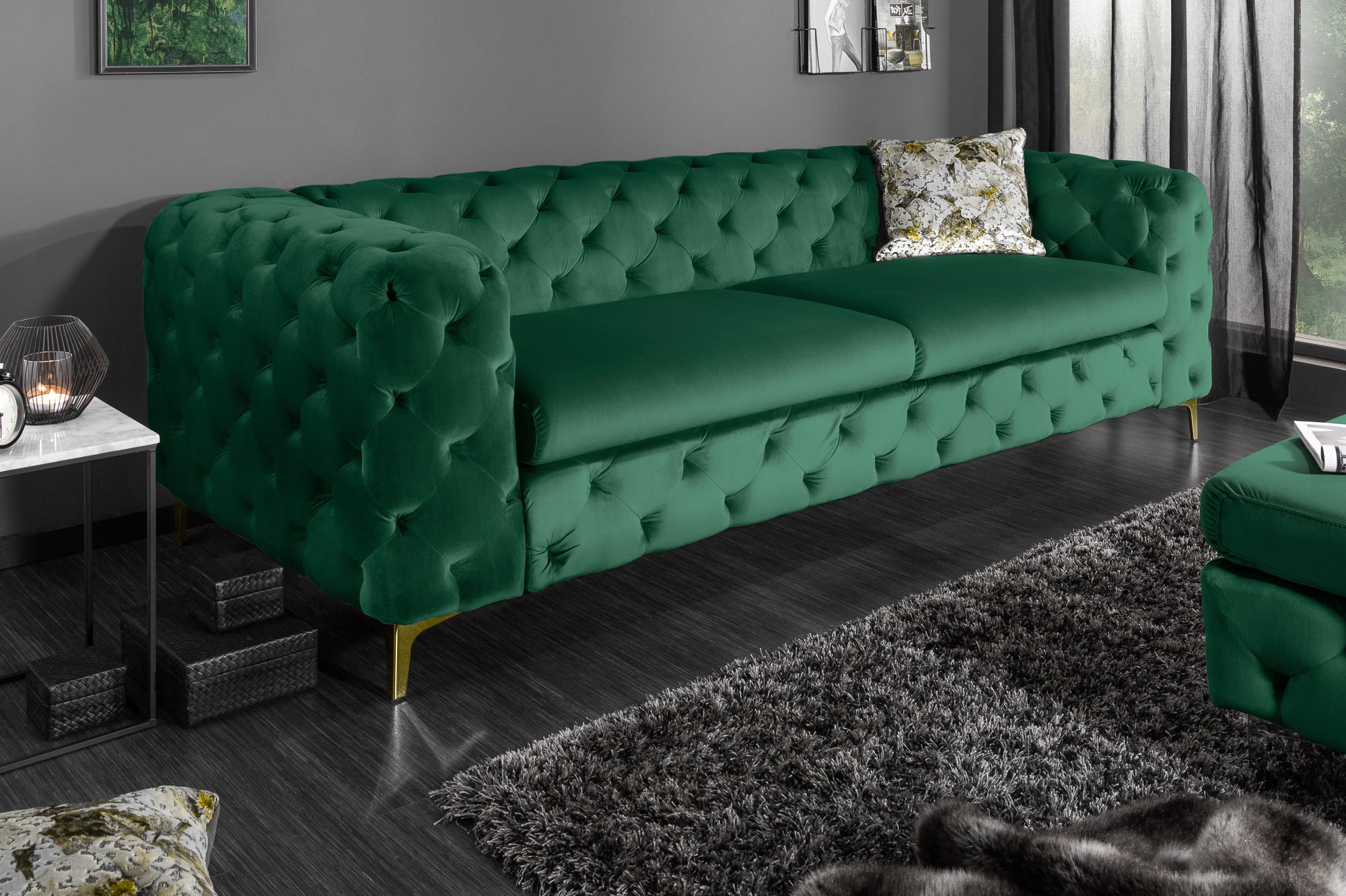 Invicta Canapea MODERN BAROCK - 240cm, 3 Locuri | Catifea | 240x73x97 cm