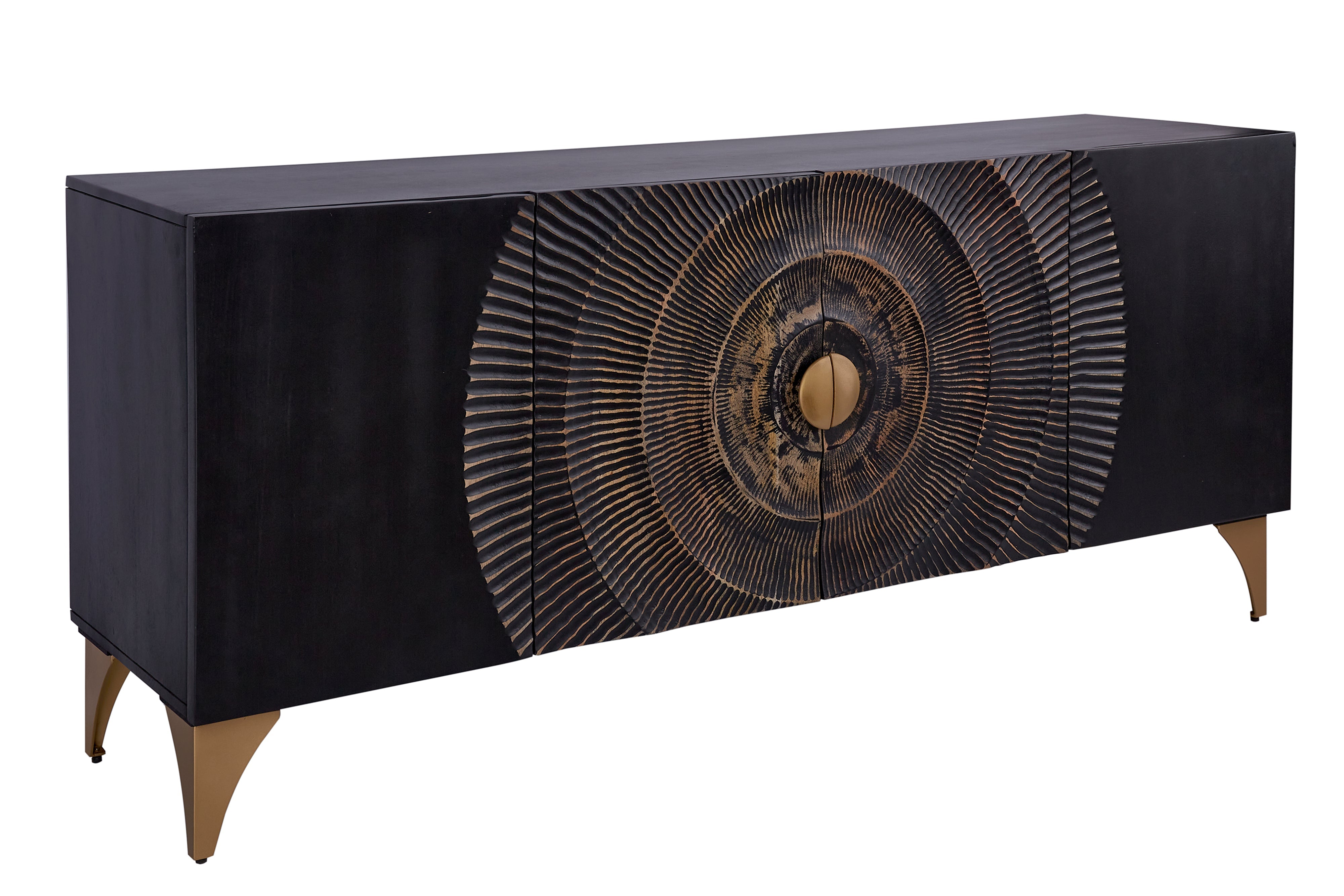 Invicta Comodă GOLDEN SUNSET - 180cm | Mango, Negru | 177x77x38 cm