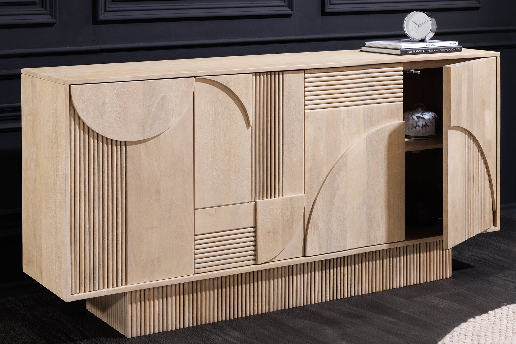 Invicta Comodă ART DECO - 170cm | Mango, Alb | 170x80x38 cm